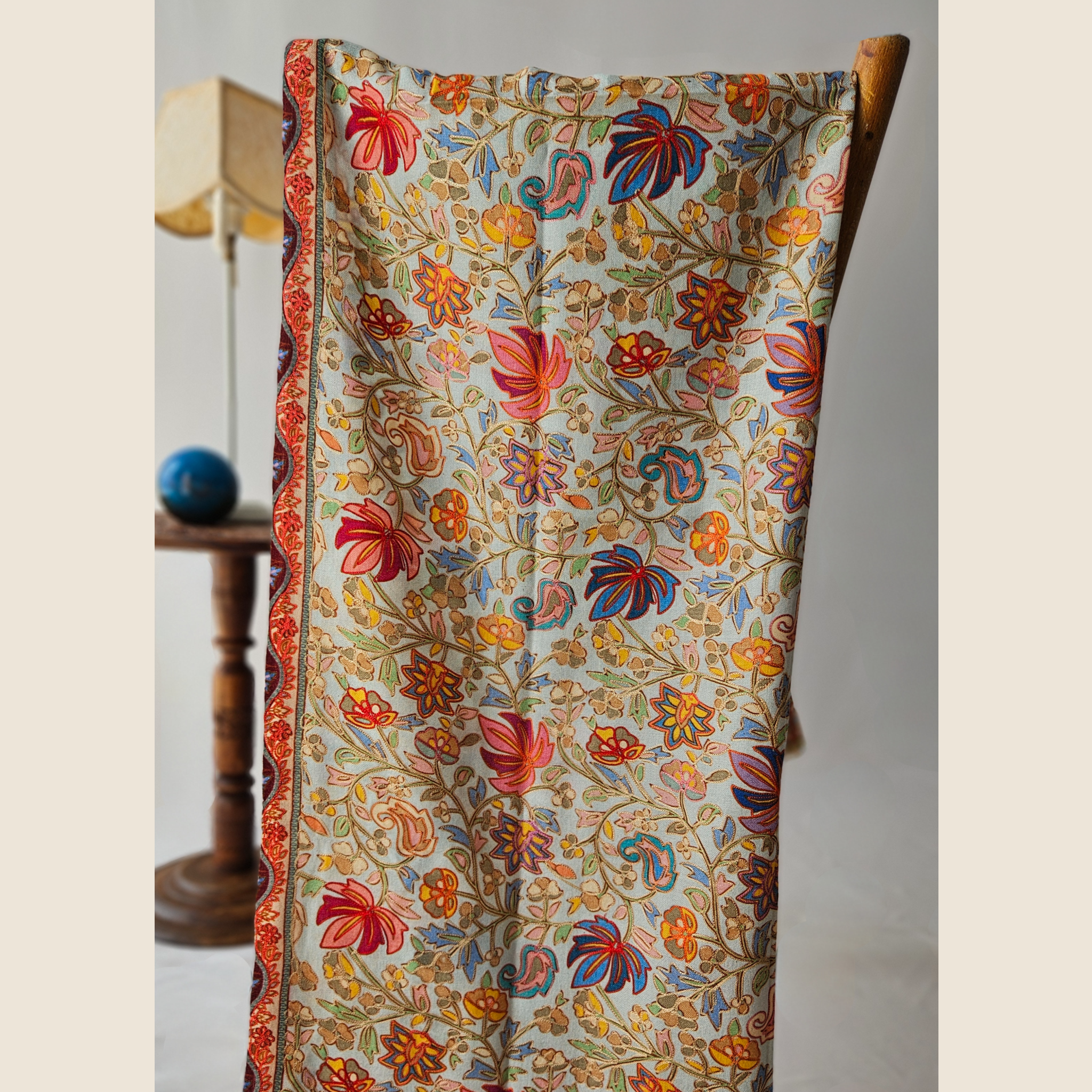 Schal aus Kaschmir, pink mit Blumen