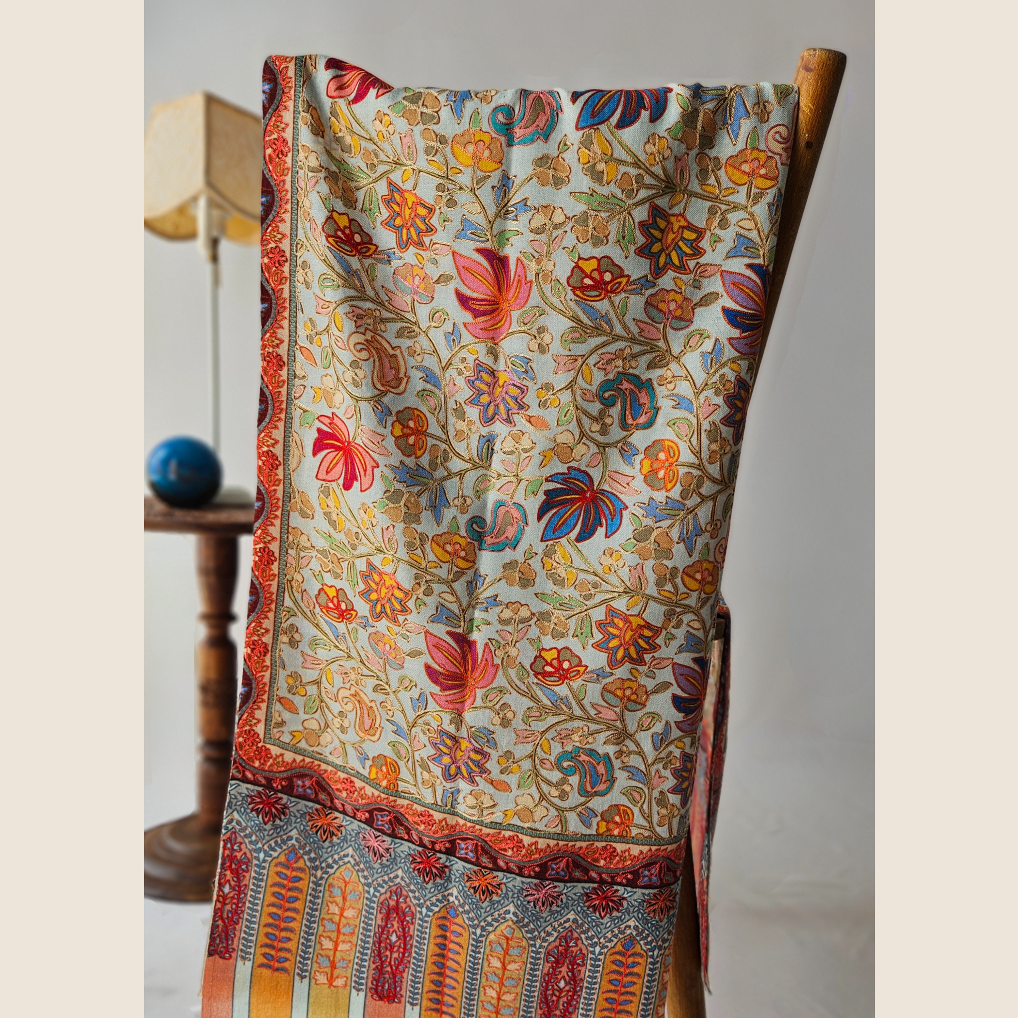 Schal aus Kaschmir, pink mit Blumen